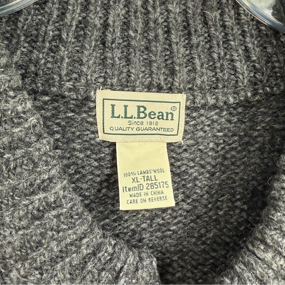 LL Bean 100% Lambs Wool Mens Ragg Size XL Tall Sweater Item ID 285175 Gray - Picture 6 of 10